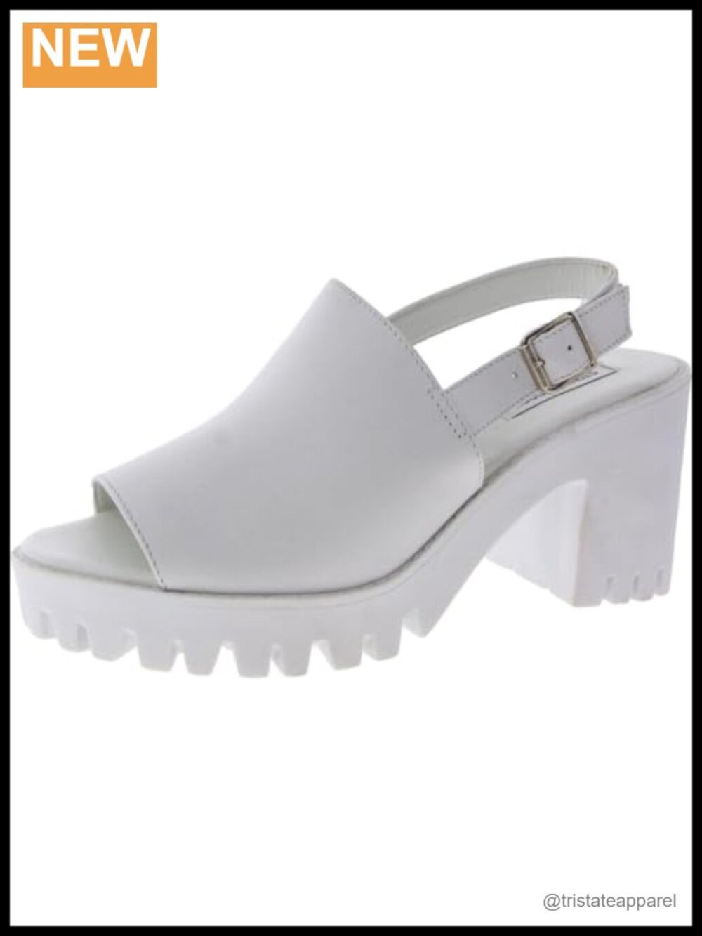 Chunky Heeled Sandal with Ankle Buckle Closure Round Toe Wedding Party